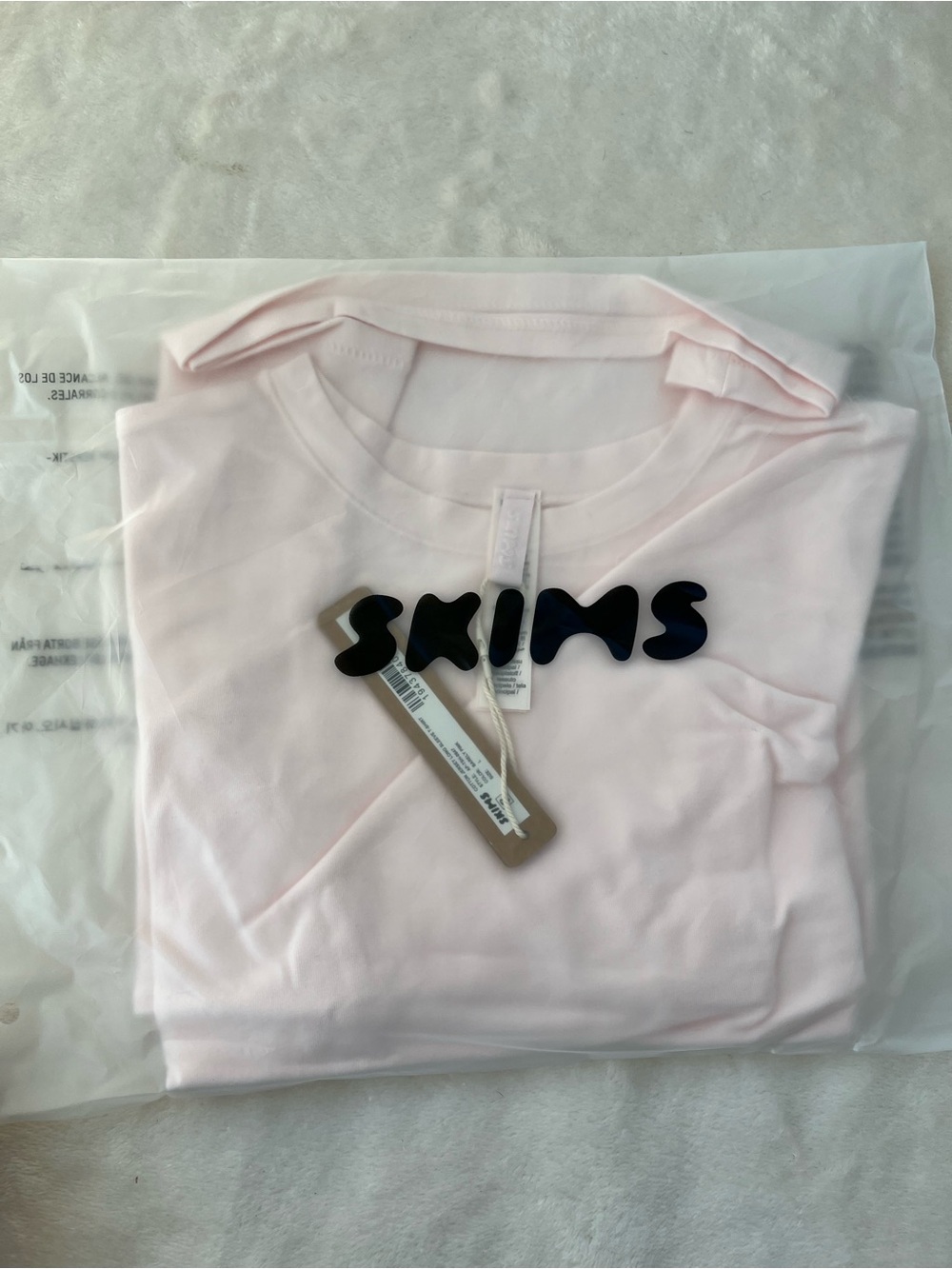 SKIMS Long Sleeve Crew Neck Tee in Pale Pink